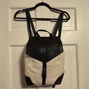 Vegan leather and canvas backpack